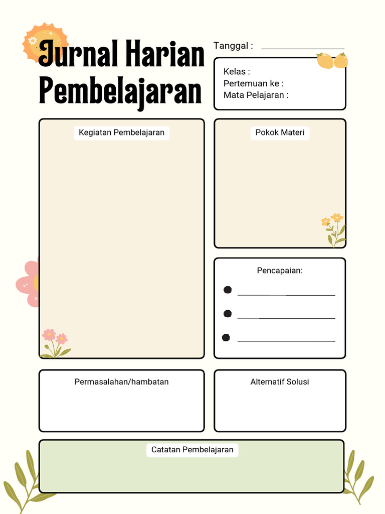 Jurnal Harian Pembelajaran Kelas | PDF