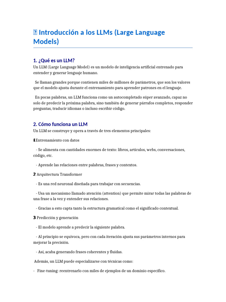 Introducción a los LLMs y sus usos | PDF | Inteligencia artificial ...