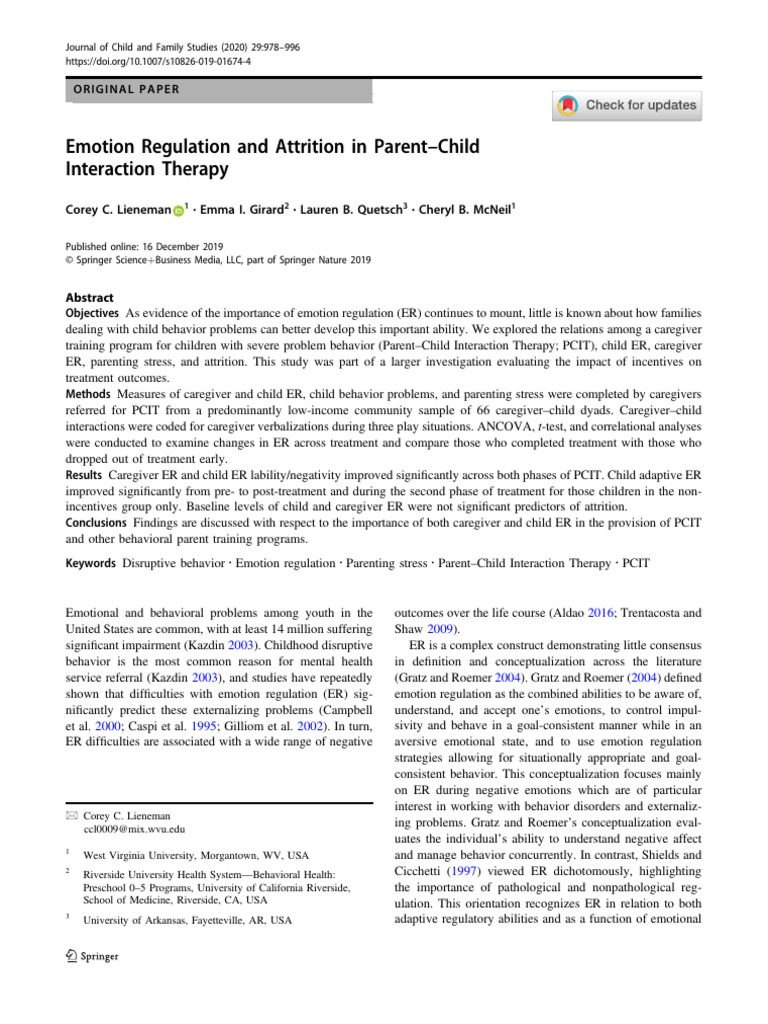 Emotion Regulation in Parent-Child Therapy | PDF | Mental Health ...