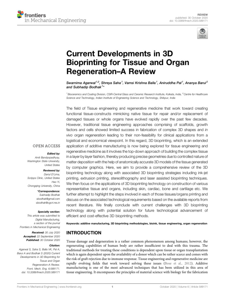 3D BioPrinting | PDF | Epidermis | Tissue Engineering