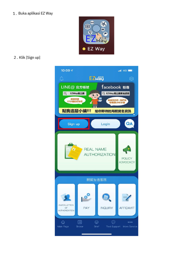 Panduan Pendaftaran Aplikasi EZ Way | PDF