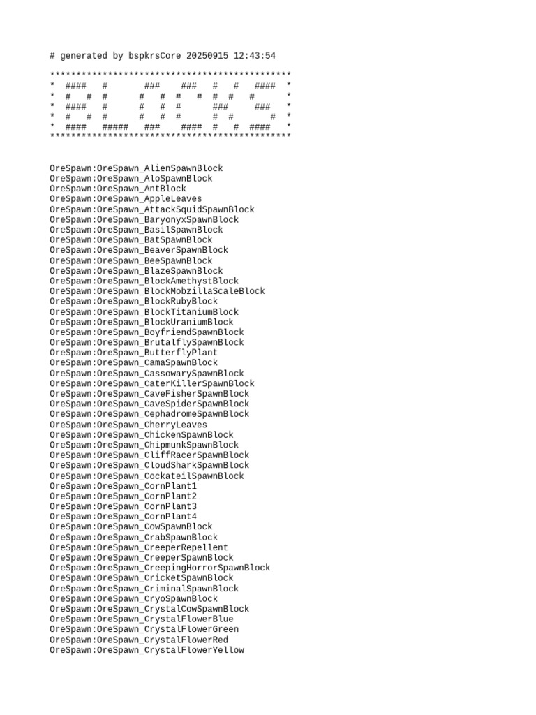 Comprehensive List of OreSpawn Blocks | PDF | Crafts | Pedestrian ...
