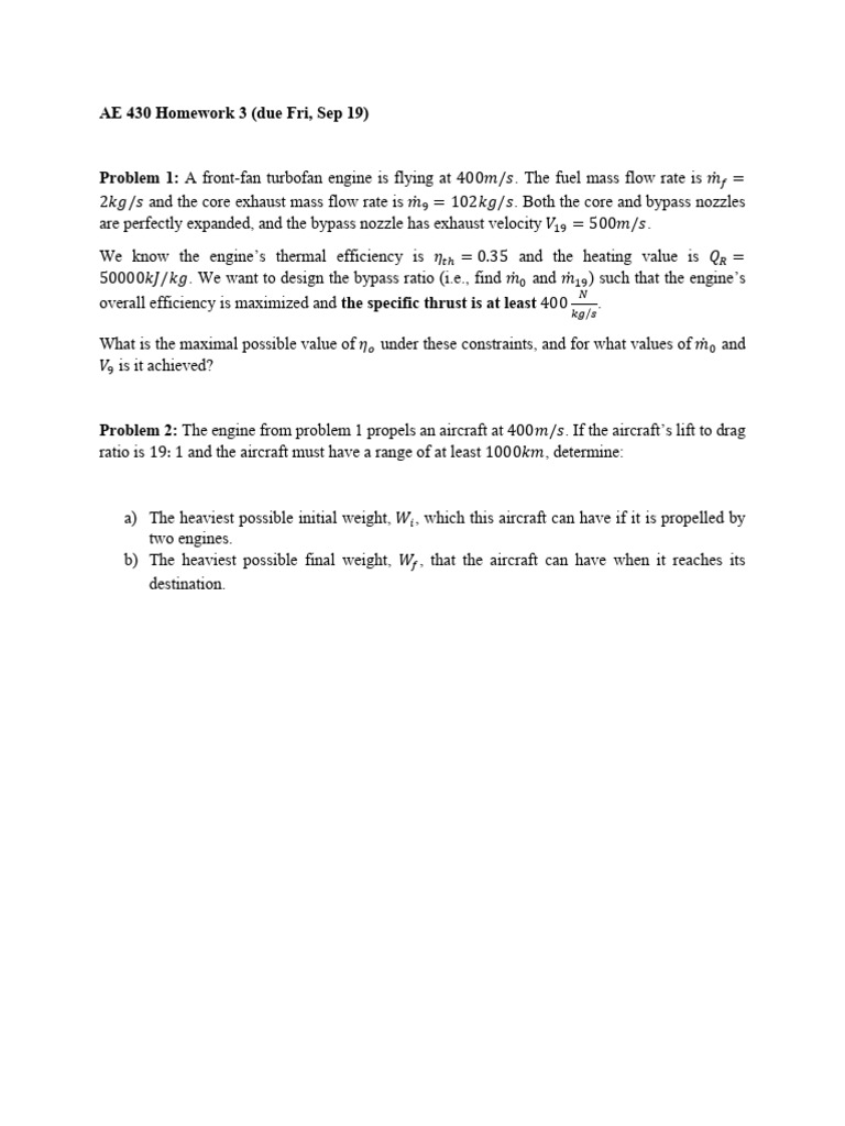 AE 430 Homework 3 | PDF