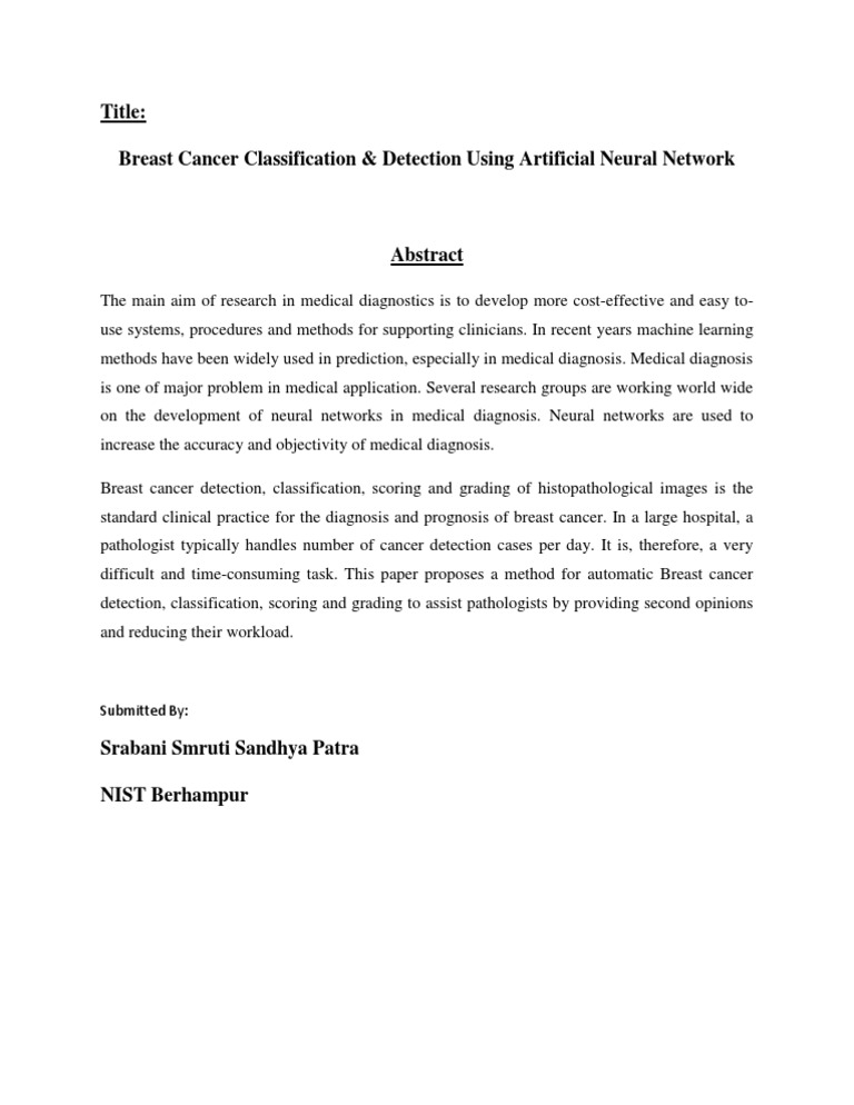 Breast Cancer Detection with Neural Networks | PDF | Self-Improvement
