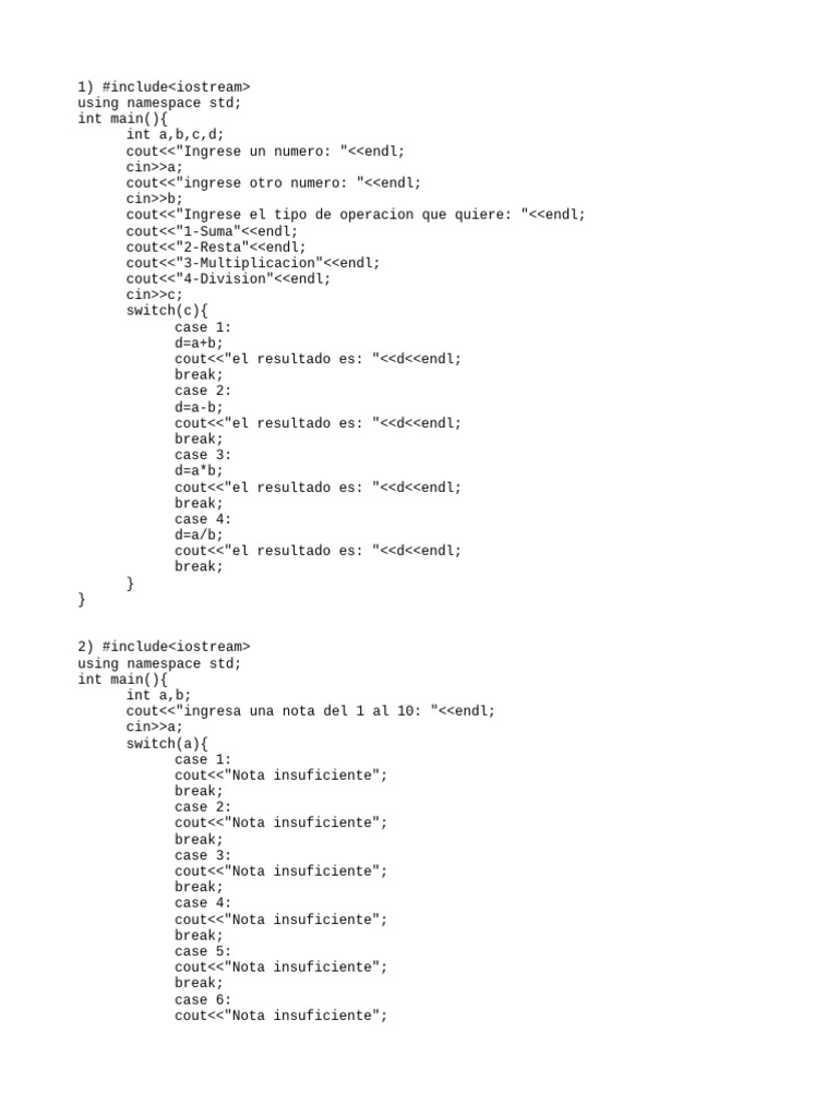 Ejercicios de Programación en C++ | PDF | C ++ | Informática