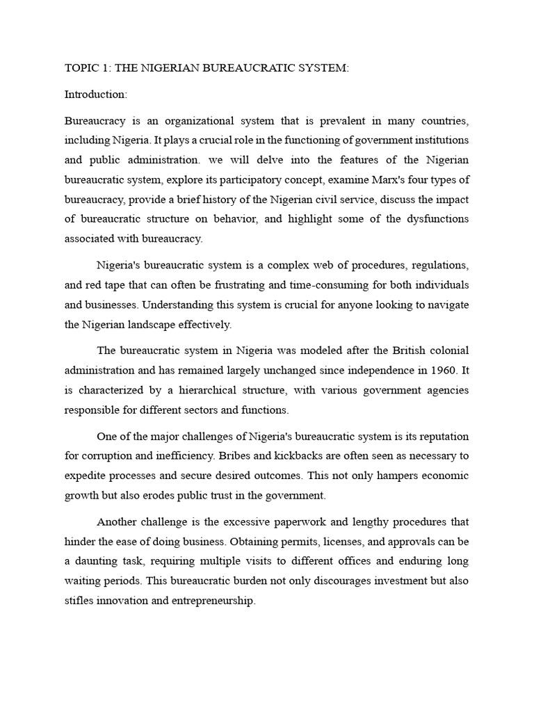 Understanding Nigeria's Bureaucratic System | PDF | Bureaucracy | Goal