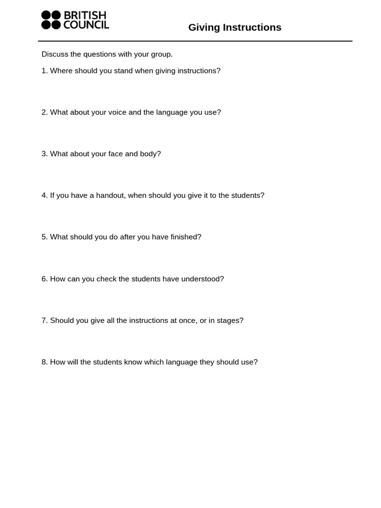 Effective Strategies for Giving Instructions | PDF