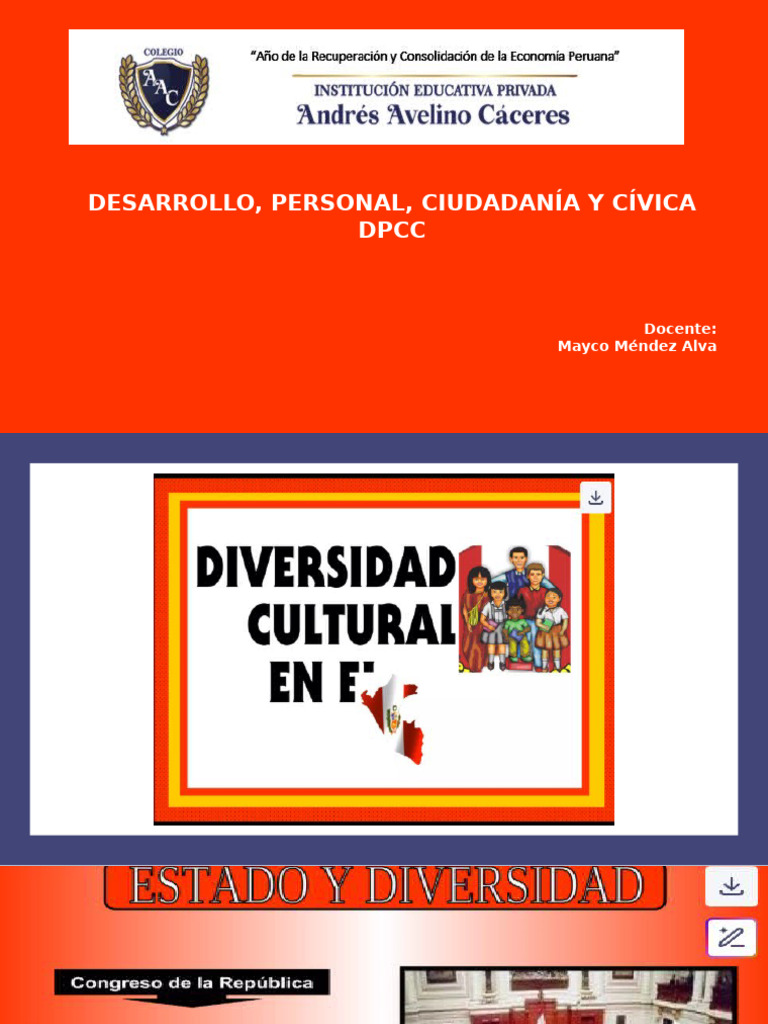 1er Año - La Diversidad Cultural en El Perú y Su Riqueza - DPCC | PDF
