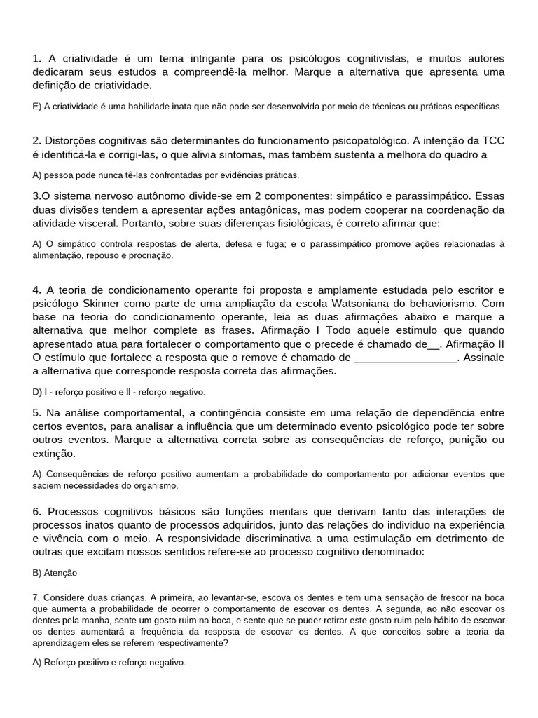 Fundamentos da Psicologia Cognitiva e Comportamental | PDF ...