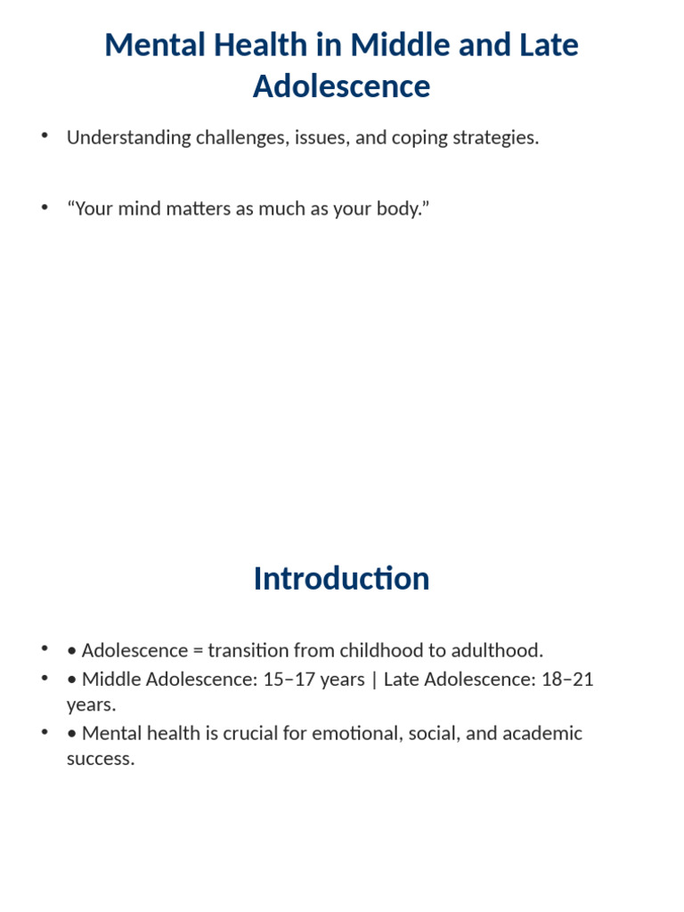 Mental Health Adolescence Designed | PDF