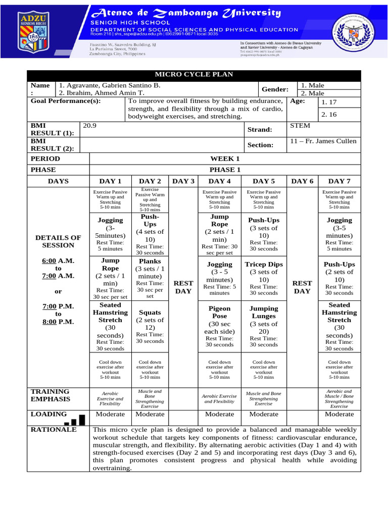 Fitness Program Plan Unit 1 PT 2 | PDF | Flexibility (Anatomy ...