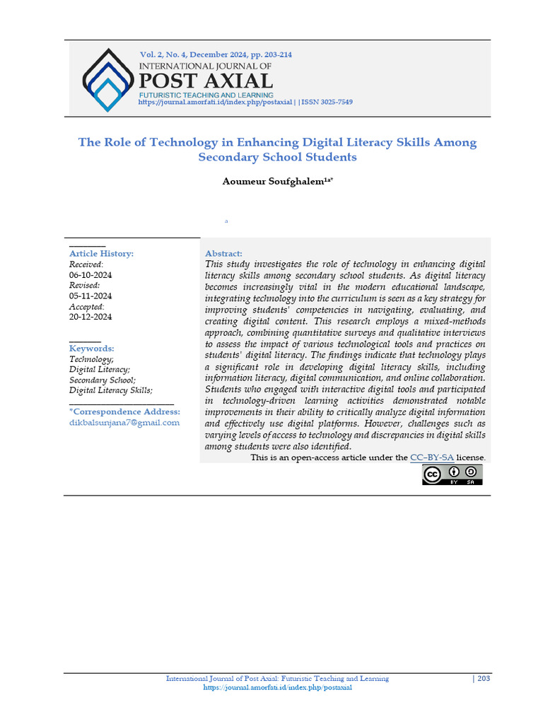 Enhancing Digital Literacy with Technology | PDF | Teachers | Literacy