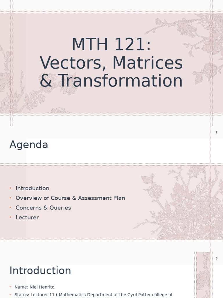 MTH 121 - Presentation Week 1 | PDF