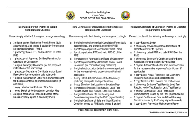Mechanical Permit Requirements Checklist | PDF