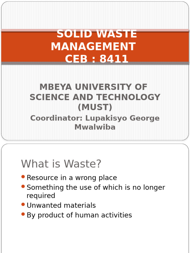 Solid Waste Management Overview | PDF | Waste | Municipal Solid Waste