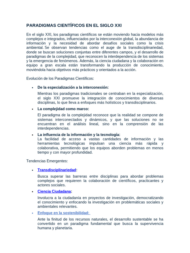 Paradigmas Científicos del Siglo XXI | PDF | Sustentabilidad | Paradigma