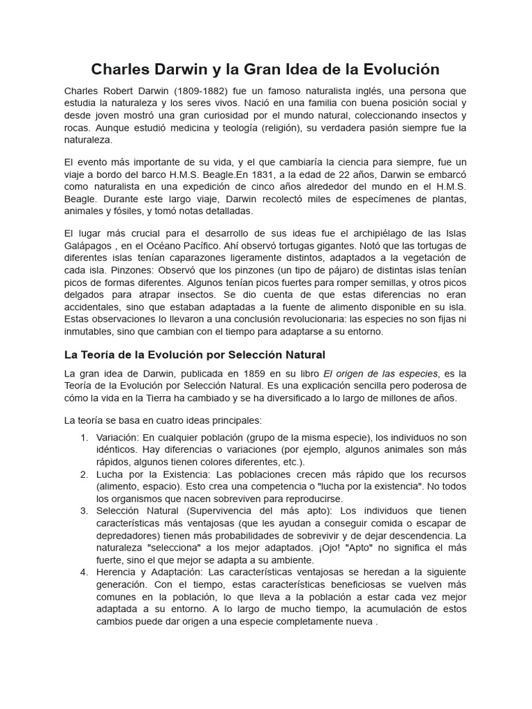 Charles Darwin y La Gran Idea de La Evolución | PDF | Charles Darwin ...