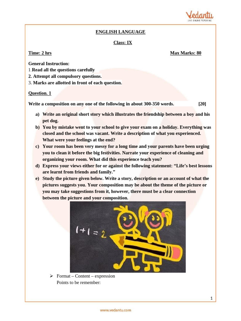 English IX Exam Composition & Letter Writing | PDF | Language Arts ...