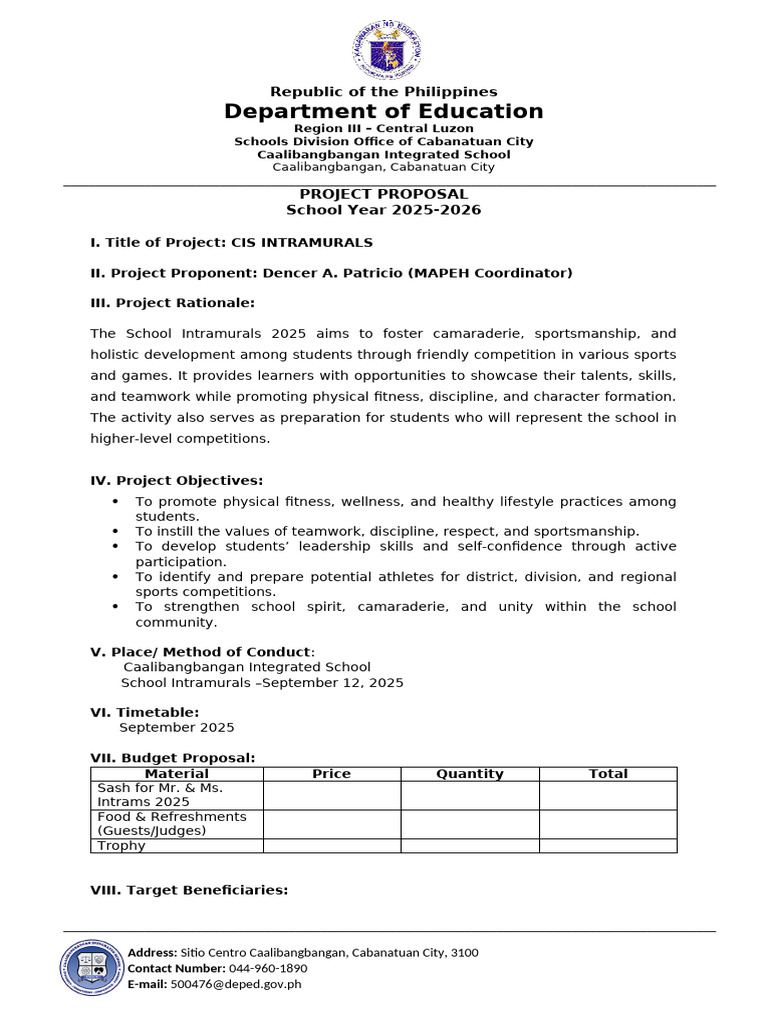 Project-Proposal-Template - CIS Intrams 2025 | PDF | Learning