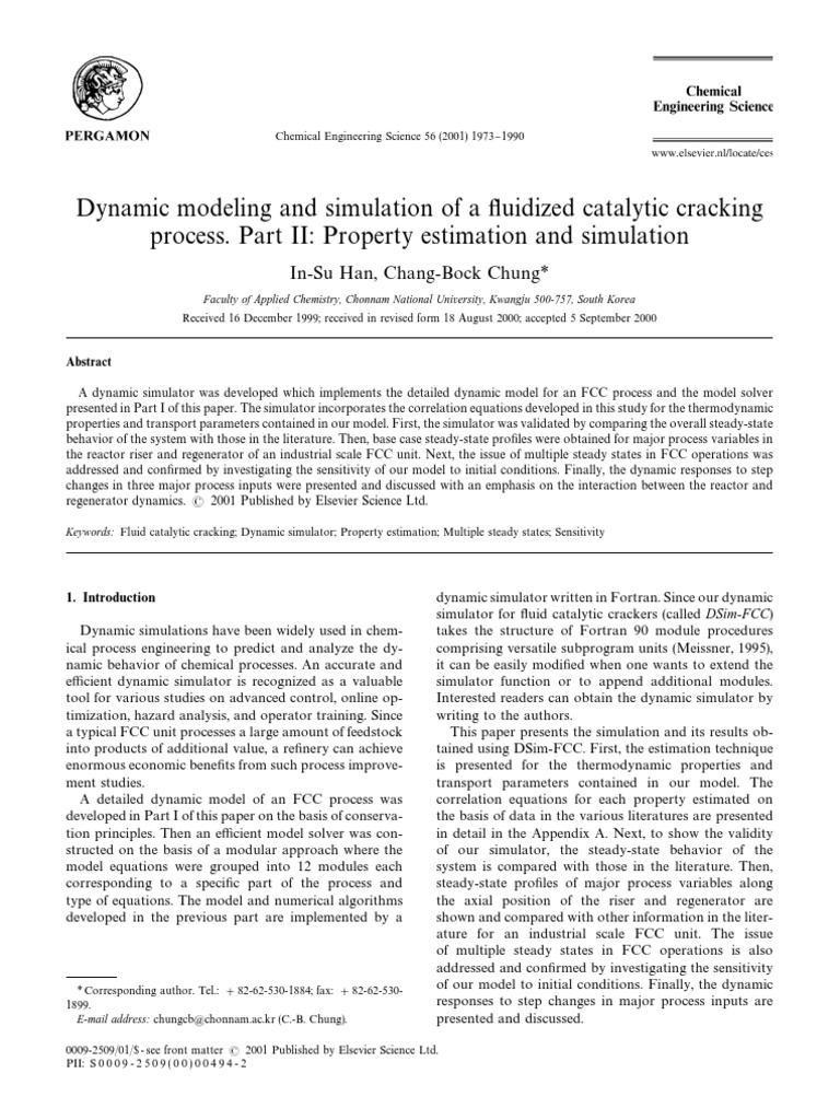 Dynamic Modeling and Simulation of A #Uidized Catalytic Cracking ...