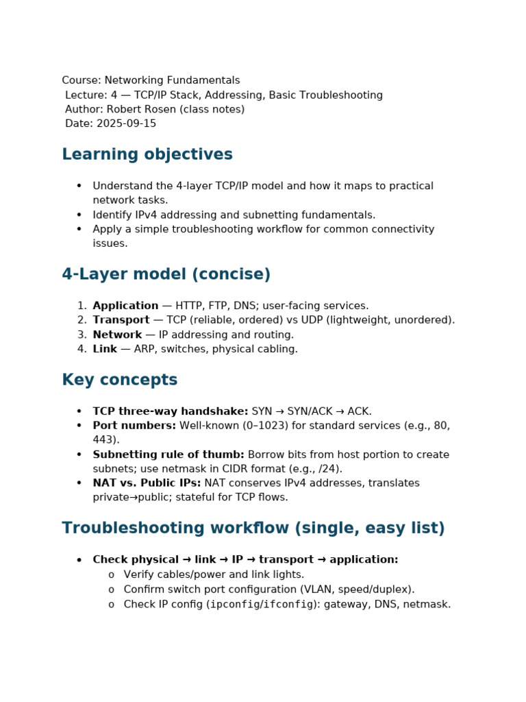 Networking Fundamentals Notes | PDF