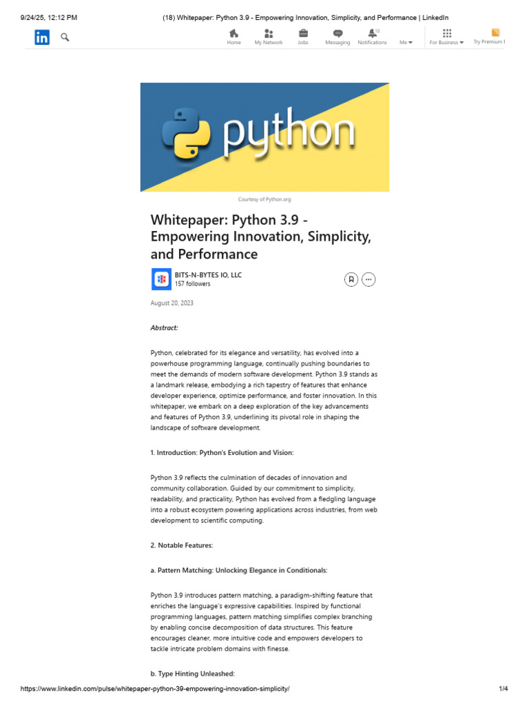 (18) Whitepaper_ Python 3.9 - Empowering Innovation, Simplicity, And ...