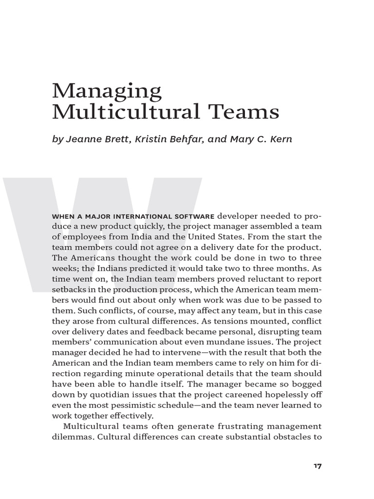 Managing Multicultural Team Conflicts | PDF | English Language ...