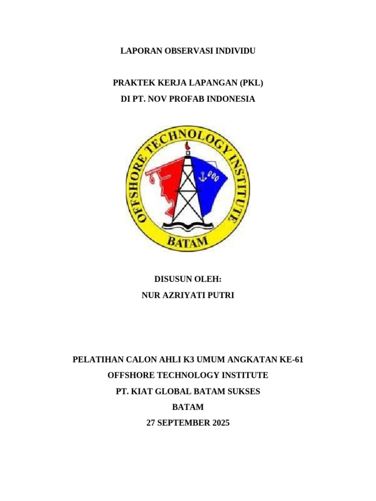 Observasi K3 di PT. NOV Profab Indonesia | PDF