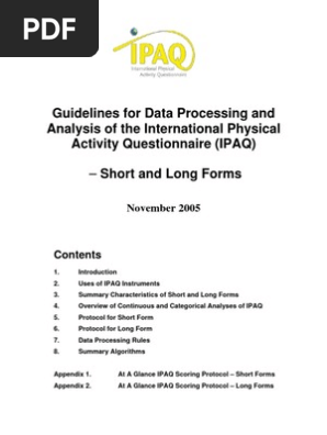 Ipaq Scoring Pdf Categorical Variable Survey Methodology