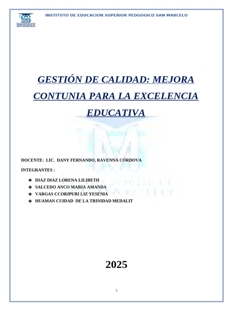 Gestión de Calidad y Mejora Continua | PDF | Sistema de manejo de ...