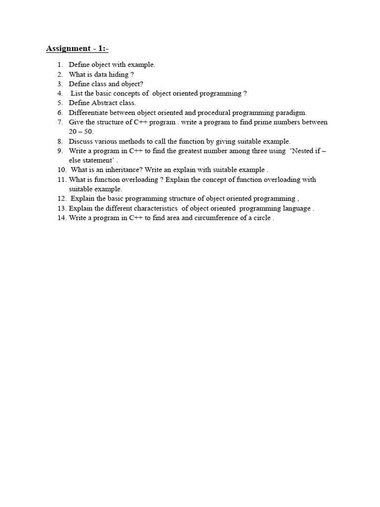 Object-Oriented Programming Concepts | PDF