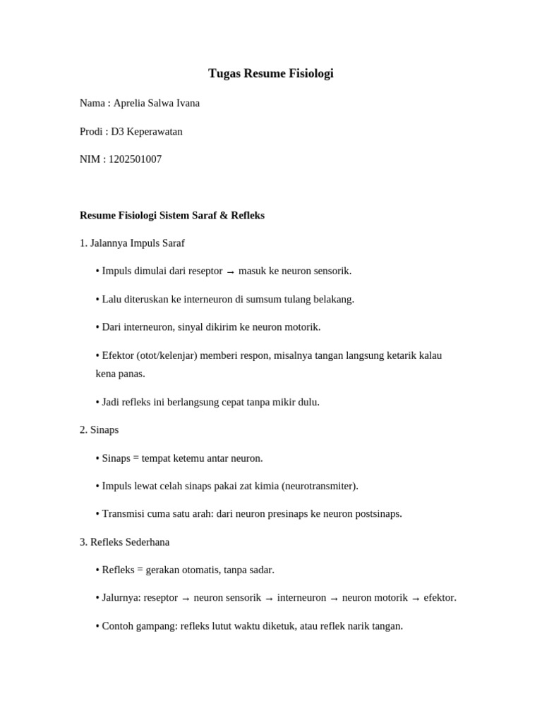Resume Fisiologi | PDF