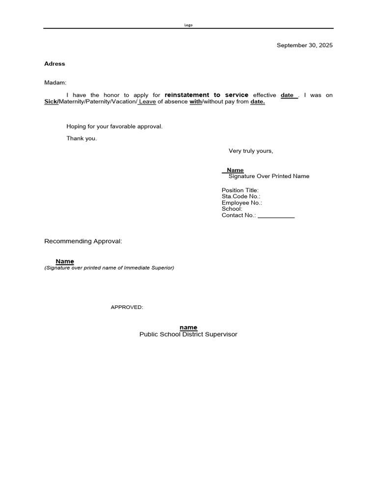 Reinstatement Request Letter Template | PDF