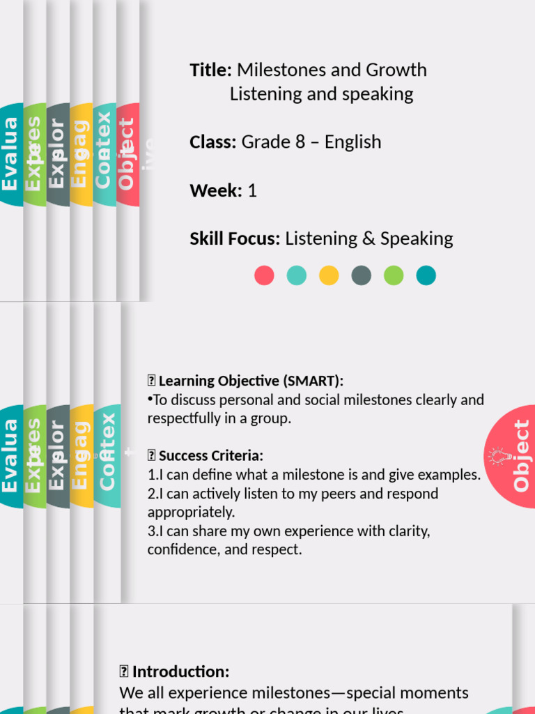 Grade 8 Milestones in Listening & Speaking | PDF | Psychology | Learning