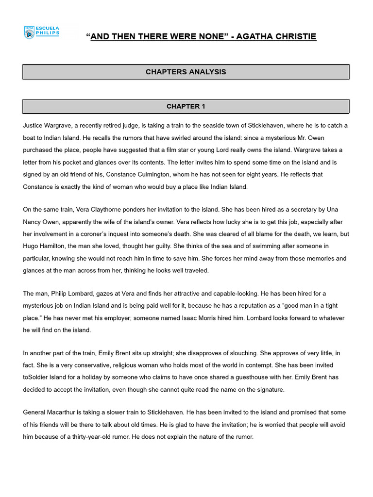 And Then There Were None ANALYSIS PART 1 PDF