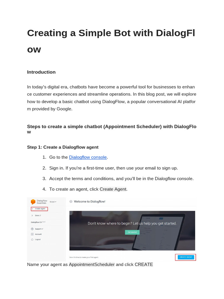 Dialogflow Bot Creation Guide | PDF | Computer Programming | Software