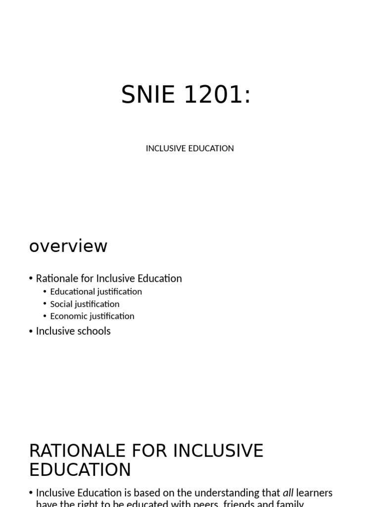Rationale for Inclusive Education | PDF | Inclusion (Education ...