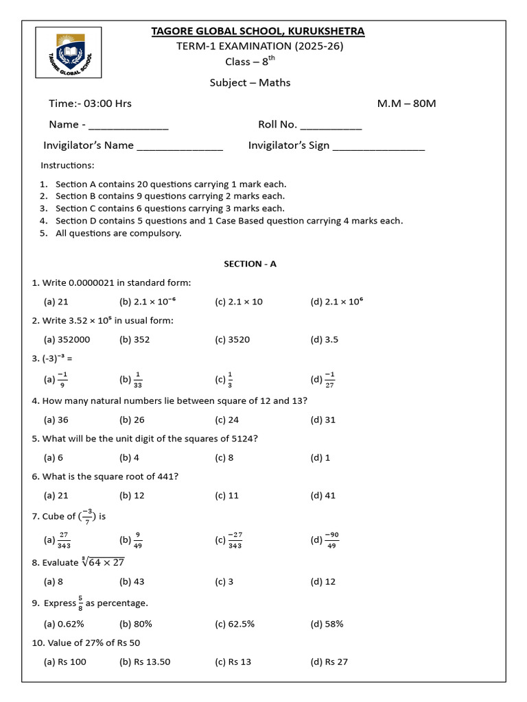 Tgs Term-1 8th Maths | PDF | Interest | Cartesian Coordinate System