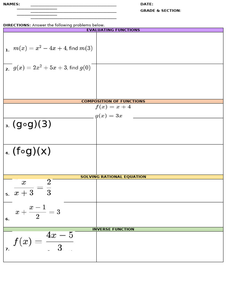 Function Evaluation and Composition Guide | PDF