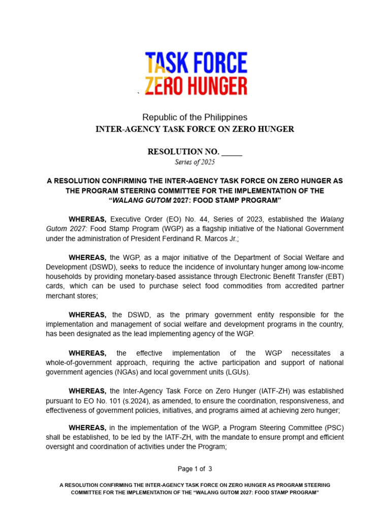 Joint Resolution No. 2 (s.2025) RE Steering Comm For WGP | PDF ...