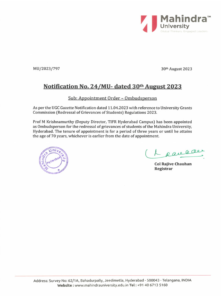 Notification No. 24 Appoinrment of Obudsperson | PDF