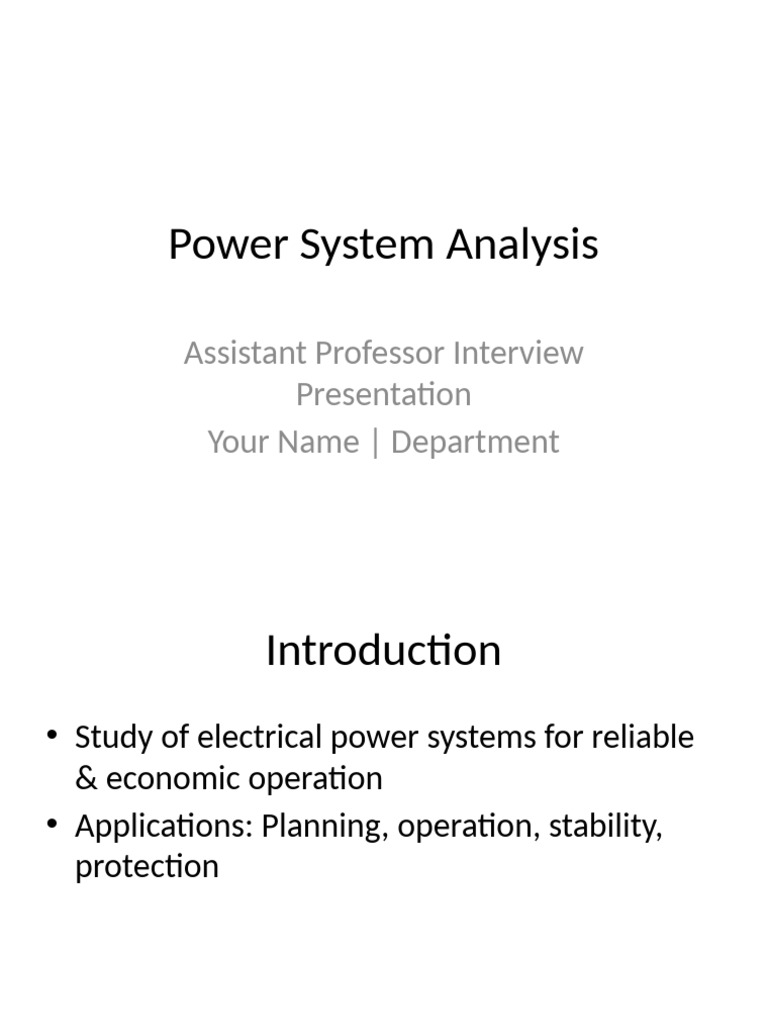 Power System Analysis Overview | PDF