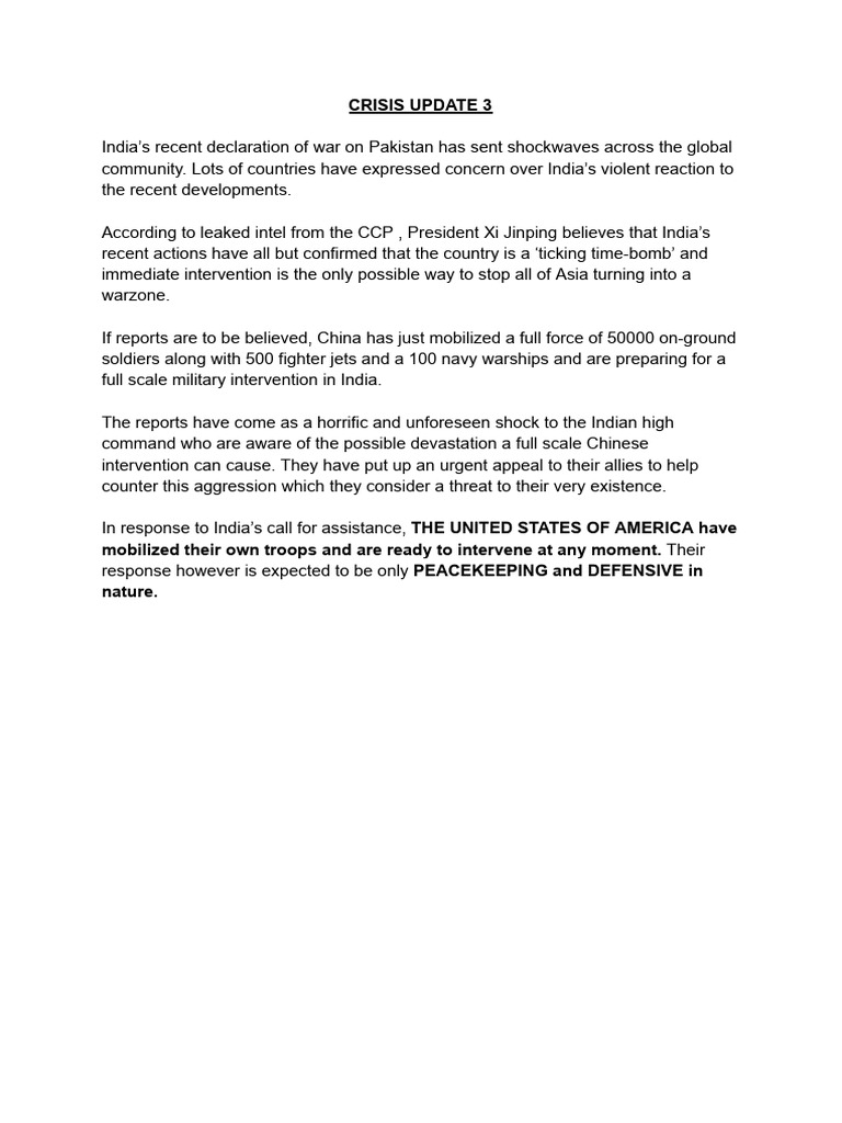 Crisis Update 3 | PDF
