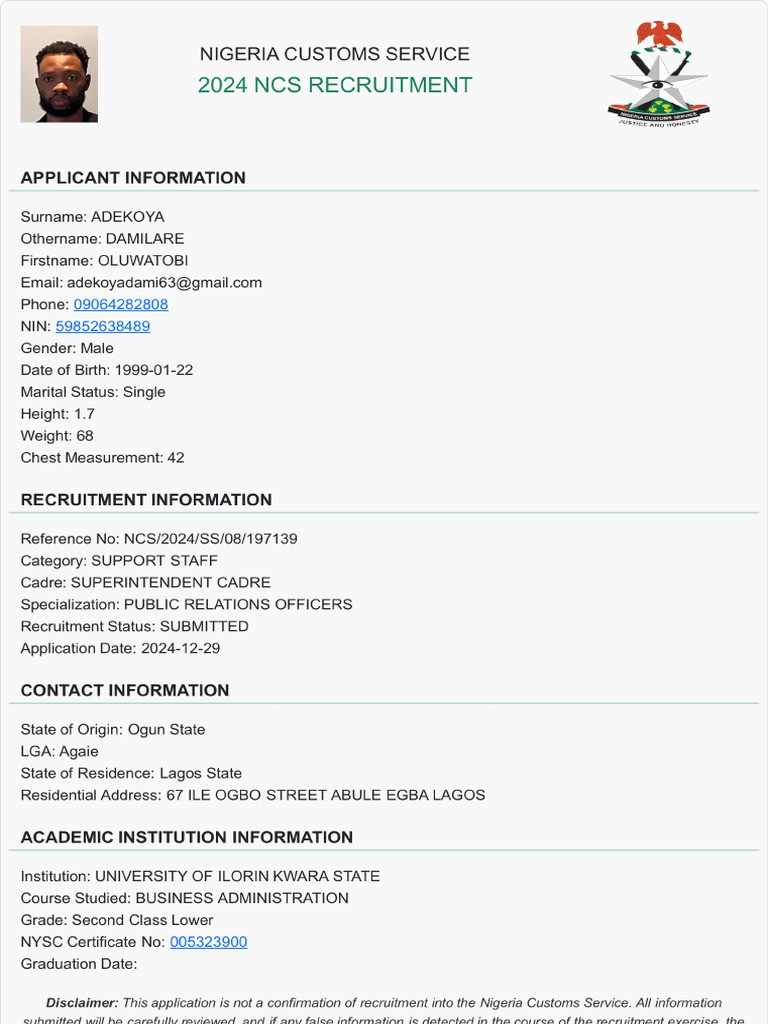 Application Slip Custom | PDF
