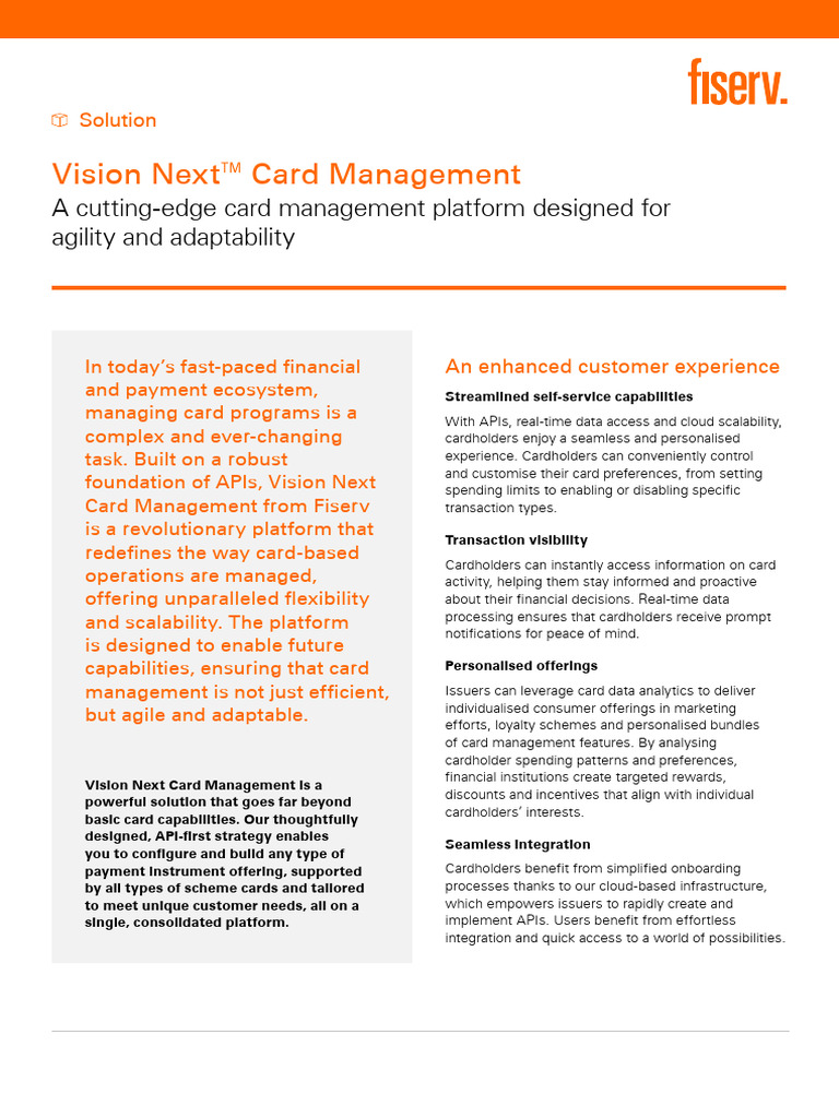 Vision Next Card Management Sales Sheet 0524 | PDF | Credit Card | Business