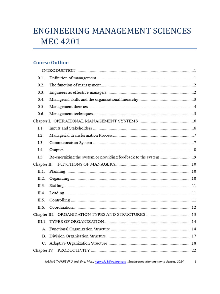 Engineering Management Sciences | PDF | Efficiency | System