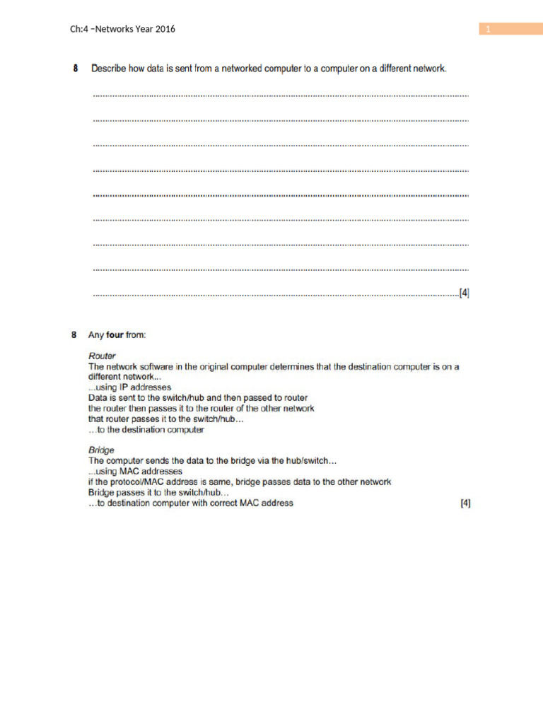 2016 Questions CH 4 Network | PDF
