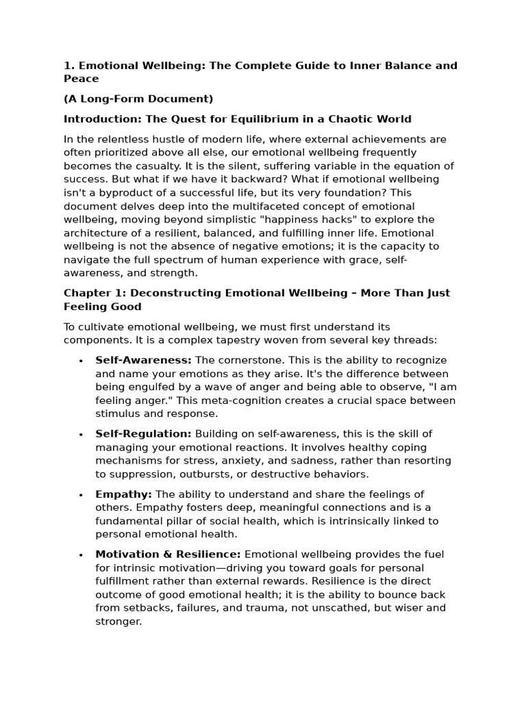 Emotional Wellbeing: A Comprehensive Guide | PDF | Well Being | Stress ...