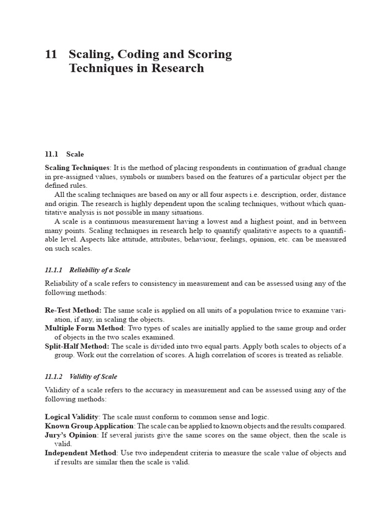 Scaling Techniques in Research Methods | PDF | Level Of Measurement ...