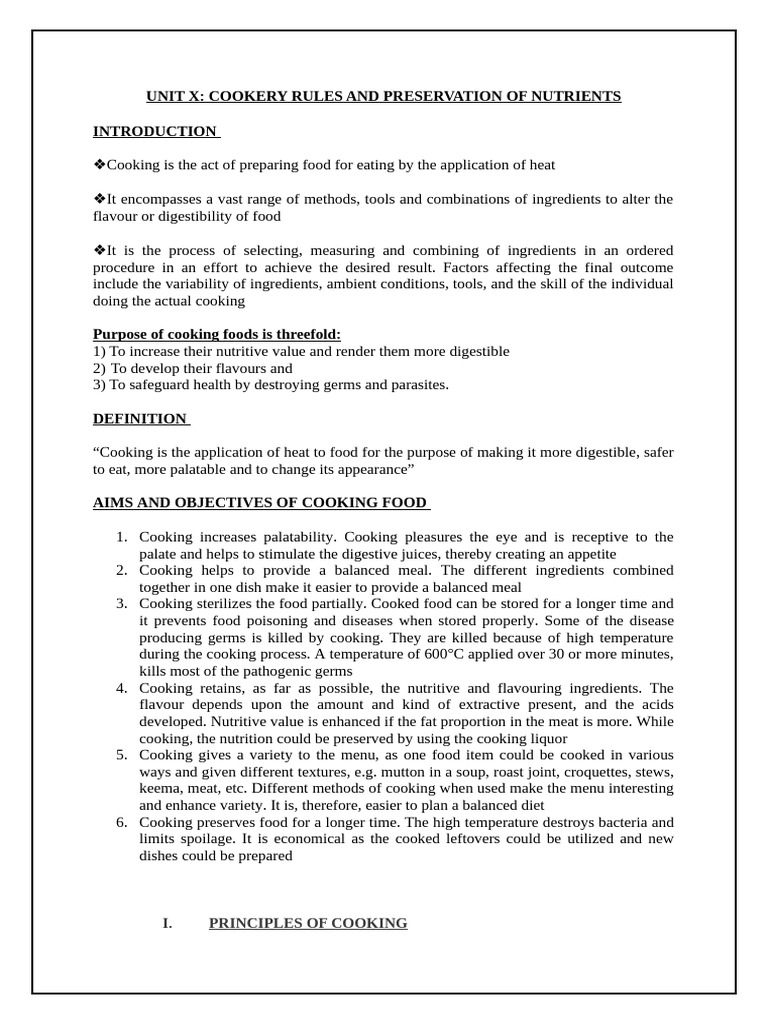 Cooking Techniques and Nutrient Preservation | PDF | Cooking | Food ...